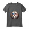 Donna Lhasa Apso Patriotic American Flag USA Occhiali da sole Cane Maglietta con Collo a V - Ideale per il Giorno dell'Indipendenza - Orgoglioso Lhasa Apso Americano