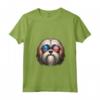 Donna Lhasa Apso Patriotic American Flag USA Occhiali da sole Cane Maglietta con Collo a V - Ideale per il Giorno dell'Indipendenza - Orgoglioso Lhasa Apso Americano