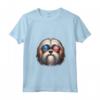 Donna Lhasa Apso Patriotic American Flag USA Occhiali da sole Cane Maglietta con Collo a V - Ideale per il Giorno dell'Indipendenza - Orgoglioso Lhasa Apso Americano