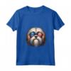 Donna Lhasa Apso Patriotic American Flag USA Occhiali da sole Cane Maglietta con Collo a V - Ideale per il Giorno dell'Indipendenza - Orgoglioso Lhasa Apso Americano