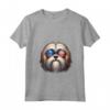 Donna Lhasa Apso Patriotic American Flag USA Occhiali da sole Cane Maglietta con Collo a V - Ideale per il Giorno dell'Indipendenza - Orgoglioso Lhasa Apso Americano
