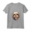 Carino Lhasa Apso faccia Cartoon Puppy Dog Lover Maglietta con Collo a V - Regalo per Amanti dei Cuccioli e Addestratori di Cani