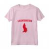 Donna Isolato Rosso Silhouette Mappa di Liechtenstein - Maglietta con Collo a V per Orgogliosi Residenti di Schaan, Vaduz, Triesen, Balzers, Eschen