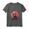 Donna Samurai Lykoi Gatto giapponese Kawaii Ninja Cat Maglietta con Collo a V - Design Unico per Appassionati di Gatti e Cultura Giapponese