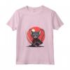 Donna Samurai Lykoi Gatto giapponese Kawaii Ninja Cat Maglietta con Collo a V - Design Unico per Appassionati di Gatti e Cultura Giapponese