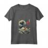 Divertente Animale da Surf Lykoi Cat Kanagawa Wave Maglietta con Collo a V - Regalo per Proprietari di Gatti e Amanti della Cultura Giapponese