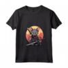 Donna Gatto Ninja Samurai Kawaii - Maglietta Giapponese con Collo a V per Appassionati di Gatti e Cultura Giapponese