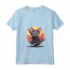 Donna Gatto Ninja Samurai Kawaii - Maglietta Giapponese con Collo a V per Appassionati di Gatti e Cultura Giapponese