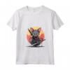Donna Gatto Ninja Samurai Kawaii - Maglietta Giapponese con Collo a V per Appassionati di Gatti e Cultura Giapponese