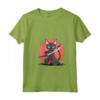 Donna Lykoi Cat giapponese Samurai Kawaii Ninja Cat Maglietta con Collo a V - Design Unico ispirato alla Cultura Giapponese