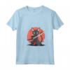 Donna Lykoi Cat giapponese Samurai Kawaii Ninja Cat Maglietta con Collo a V - Design Unico ispirato alla Cultura Giapponese