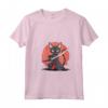 Donna Lykoi Cat giapponese Samurai Kawaii Ninja Cat Maglietta con Collo a V - Design Unico ispirato alla Cultura Giapponese