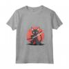 Donna Lykoi Cat giapponese Samurai Kawaii Ninja Cat Maglietta con Collo a V - Design Unico ispirato alla Cultura Giapponese