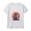 Donna Lykoi Cat giapponese Samurai Kawaii Ninja Cat Maglietta con Collo a V - Design Unico ispirato alla Cultura Giapponese