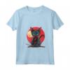 Donna Lykoi Cat giapponese Samurai Kawaii Ninja Cat Maglietta con Collo a V - Design Unico - Stile Kawaii e Cultura Giapponese
