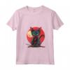Donna Lykoi Cat giapponese Samurai Kawaii Ninja Cat Maglietta con Collo a V - Design Unico - Stile Kawaii e Cultura Giapponese