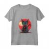 Donna Lykoi Cat giapponese Samurai Kawaii Ninja Cat Maglietta con Collo a V - Design Unico - Stile Kawaii e Cultura Giapponese