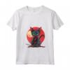 Donna Lykoi Cat giapponese Samurai Kawaii Ninja Cat Maglietta con Collo a V - Design Unico - Stile Kawaii e Cultura Giapponese