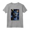 Lykoi Cat Starry Night Painting - Maglietta per Amanti dei Gatti - Regalo Unico per Natale, Ringraziamento o Compleanni