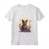 Donna Gatto Giapponese Ninja Kawaii Lykoi Cat Samurai Maglietta con Collo a V - Stile Kawaii e Cultura Giapponese