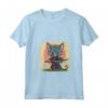Donna Samurai Lykoi Gatto Giapponese Kawaii Ninja Cat Maglietta con Collo a V - Design Unico e Adorabile per Amanti della Cultura Giapponese e dei Gatti