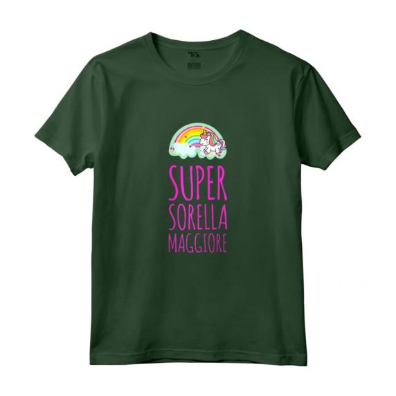 Maglia Donna Bambina Unicorno - Super Sorella Maggiore Maglietta Divertente - Ideale per Compleanno - Marca HapTiger