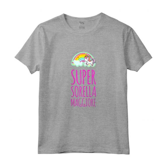 Maglia Donna Bambina Unicorno - Super Sorella Maggiore Maglietta Divertente - Ideale per Compleanno - Marca HapTiger