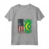 Donna RADICI MAURITANE | Mezza bandiera americana | USA Mauritania BANDIERA Maglietta con Collo a V - Ideale per Compleanno, Festa della Mamma e Mese del Patrimonio Ispanico