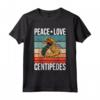 Pace Amore Millepiedi - Retro Insetto Entomologo Maglietta - Divertente Regalo per Appassionati di Insetti