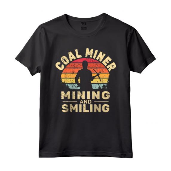 Minatore di carbone Minatore e sorridente minery uomini vintage Coal Miner Maglietta - Design Lavoro Industriale - Ideale per Pitman e Lavoratori del Ferro