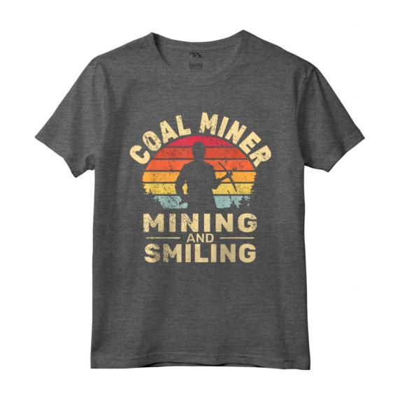 Minatore di carbone Minatore e sorridente minery uomini vintage Coal Miner Maglietta - Design Lavoro Industriale - Ideale per Pitman e Lavoratori del Ferro