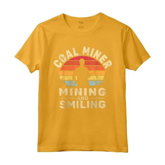 Minatore di carbone Minatore e sorridente minery uomini vintage Coal Miner Maglietta - Design Lavoro Industriale - Ideale per Pitman e Lavoratori del Ferro