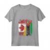 Donna Bandiere del Mozambico Canada - Mezze Radici del Mozambico Canadese Maglietta con Collo a V - Abbigliamento Vintage per Orgoglio delle Radici Culturali