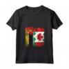 Donna Radici MOZAMBICANE | Mezza bandiera CANADESE | Canada Mozambico Maglietta con Collo a V - Abbigliamento Patriottico per Tutta la Famiglia