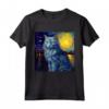 Surreale Notte Stellata Nebelung Cat Maglietta - Arte ispirata a Van Gogh - Ideale per Compleanni e Feste