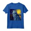 Surreale Notte Stellata Nebelung Cat Maglietta - Arte ispirata a Van Gogh - Ideale per Compleanni e Feste