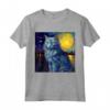 Surreale Notte Stellata Nebelung Cat Maglietta - Arte ispirata a Van Gogh - Ideale per Compleanni e Feste