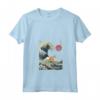 Divertente Animale da Surf a Forma di Gatto Kanagawa Wave di Ocicat - Maglietta con Collo a V - Ideale Regalo per Proprietari di Gatti - Arte Giapponese