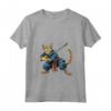 Donna Gatto giapponese Ninja Kawaii Ocicat Samurai Maglietta con Collo a V - Design Samurai Felino - Perfetto per Gli Appassionati di Gatti e Ninja