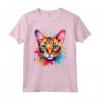 Splash Art Colorato con Faccia di Gatto Ocicat - Maglietta Moda Gatti - Ideale per Amanti dei Gatti Ocicat e Appassionati di Arte