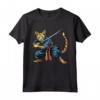 Gatto Giapponese Ninja Kawaii Ocicat Samurai Maglietta - Design Unico per Appassionati di Gatti e Cultura Giapponese