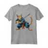 Gatto Giapponese Ninja Kawaii Ocicat Samurai Maglietta - Design Unico per Appassionati di Gatti e Cultura Giapponese