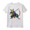 Gatto Giapponese Ninja Kawaii Ocicat Samurai Maglietta - Design Unico per Appassionati di Gatti e Cultura Giapponese