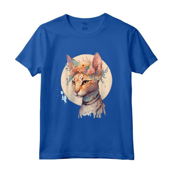 Colorato Splash Art Floreale Acquerello Ocicat Maglietta - Leggera e Taglio Classico - Perfetta per gli Amanti dell'Arte e dei Gatti
