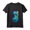Donna Abstracto Arte Pieza Remolino Índigo Ojo Azul Maglietta con Collo a V - T-shirt Artistica Leggera e Unica