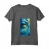 Donna Abstracto Arte Pieza Remolino Índigo Ojo Azul Maglietta con Collo a V - T-shirt Artistica Leggera e Unica