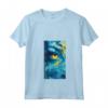 Donna Abstracto Arte Pieza Remolino Índigo Ojo Azul Maglietta con Collo a V - T-shirt Artistica Leggera e Unica