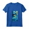 Donna Abstracto Arte Pieza Remolino Índigo Ojo Azul Maglietta con Collo a V - T-shirt Artistica Leggera e Unica