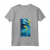 Donna Abstracto Arte Pieza Remolino Índigo Ojo Azul Maglietta con Collo a V - T-shirt Artistica Leggera e Unica