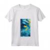 Donna Abstracto Arte Pieza Remolino Índigo Ojo Azul Maglietta con Collo a V - T-shirt Artistica Leggera e Unica